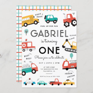 Pkw & Lkw Stadtverkehr Geburtstagsparty Einladung