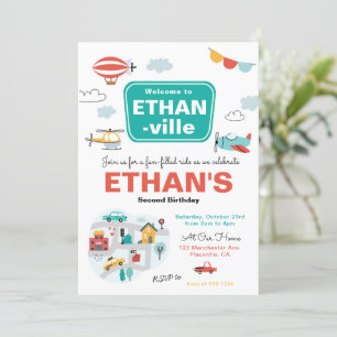 Pkw & Lkw Stadtverkehr Geburtstagsparty Einladung