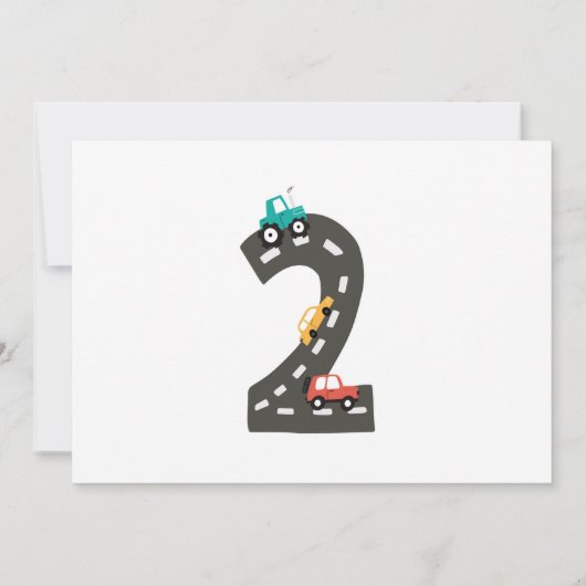 Pkw & Lkw Stadtverkehr ZWEITE Geburtstag Einladung (Rückseite)