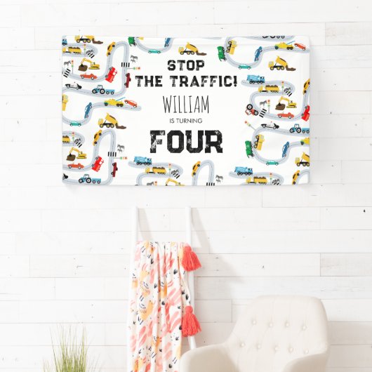 Pkw stoppen den Verkehr am Geburtstag Banner (Insitu)