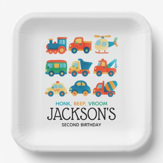 Pkw-Verkehr Pappteller (Vorderseite)