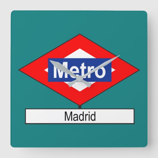 Placa Metro Madrid Quadratische Wanduhr (Vorderseite)