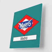 Placa Metro Madrid Quadratische Wanduhr (Winkel)