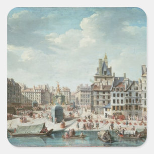 Place de Greve, Paris Quadratischer Aufkleber
