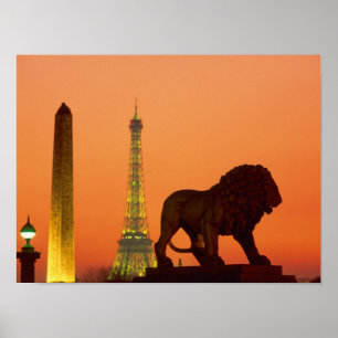 Place de la Concorde; Eiffelturm; Obelisk; Poster