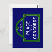 Place de la Concorde, Paris Street Sign Postkarte (Vorne/Hinten)
