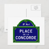 Place de la Concorde, Paris Street Sign Postkarte (Vorne/Hinten)