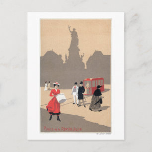 Place de la Republique Art Deco Szene Postkarte