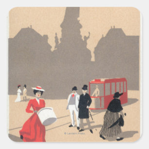 Place- de la Republiquekunst-Deko-Szene Quadratischer Aufkleber