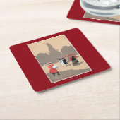 Place- de la Republiquekunst-Deko-Szene Rechteckiger Pappuntersetzer (angewinkelt)