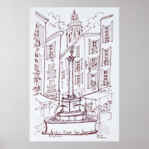 Place Des Augustine   Aix en Provence, Frankreich Poster