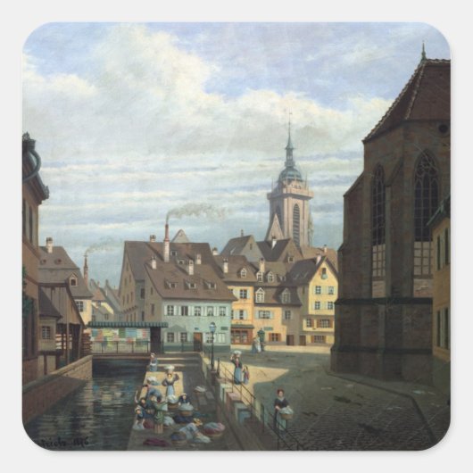 Place des Dominicains, Colmar, 1876 Quadratischer Aufkleber (Vorderseite)