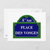 Place des Vosges, Paris Street Sign Postkarte (Vorne/Hinten)