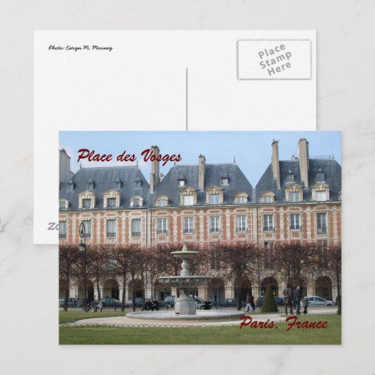 Place des Vosges Postkarte (Vorne/Hinten)