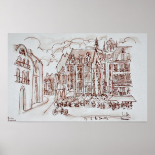Place du General de Gaulle   Old Town, Lille Poster