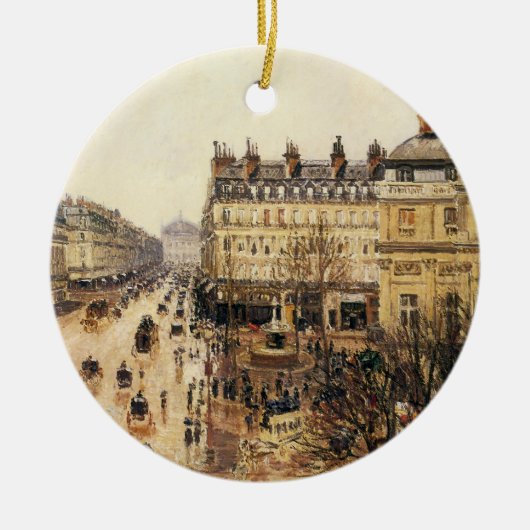 Place du Theater Francais, Paris Rain by Pissarro Keramik Ornament (Vorne)