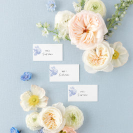 Place & Escort-Karte mit blauen Hydrangeas Platzkarte