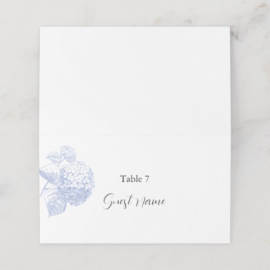 Place & Escort-Karte mit Hydrangea Platzkarte (Außenseite Aufgefaltet)