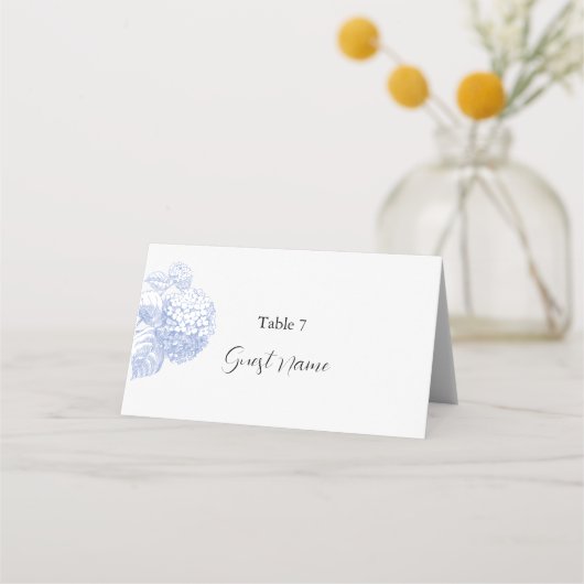 Place & Escort-Karte mit Hydrangea Platzkarte (Vorderseite)