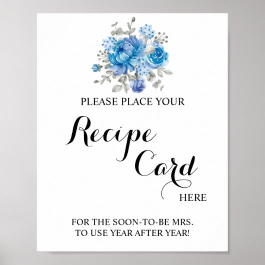 Place Recipe Card Hier Blueflower Duschsignatur Poster (Vorne)