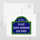 Place Saint-Germain des Pres, Paris Street Sign Postkarte (Vorne/Hinten)