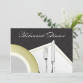 Place Setting Probe Dinner Einladung (schwarz) (Stehend Vorderseite)