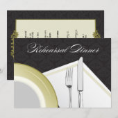 Place Setting Probe Dinner Einladung (schwarz) (Vorne/Hinten)