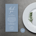 Place Setting Vielen Dank, Elegant Dusty Blue Card Programm<br><div class="desc">Die perfekte Touch für Ihren Hochzeitsempfang - unsere elegante Hochzeitskarte mit dem Kartentitel "Let's Celebrate"! Diese Karten sind so konzipiert, dass Sie jeden Gast an Ihrem besonderen Tag herzlich willkommen heißen. Sie sind der ideale Weg, um Ihren Tischen eine persönliche Touch hinzuzufügen. Diese Orts-Einstellungskarten sind einfach zu bedienen - einfach...</div>