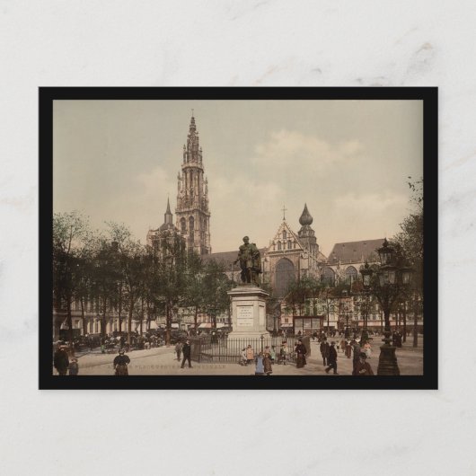 Place Verte und Kathedrale, Antwerpen, Belgien Postkarte (Vorderseite)
