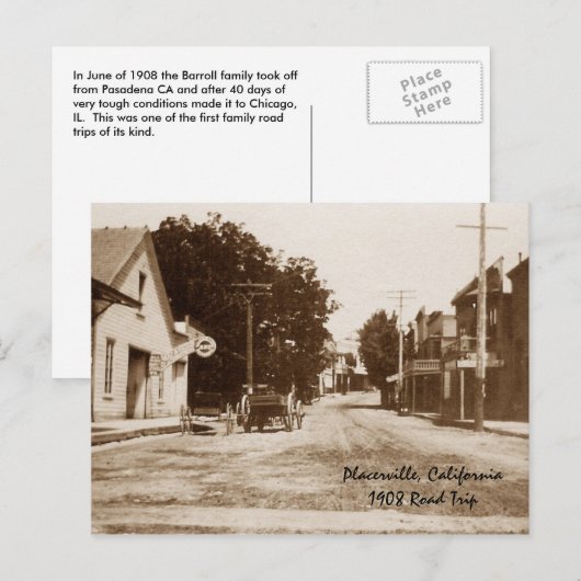 Placerville CA 1908 Postkarte (Vorne/Hinten)