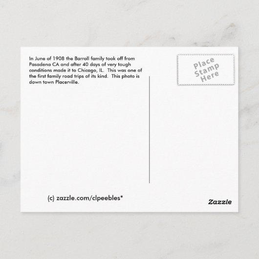 Placerville Postkarte (Rückseite)