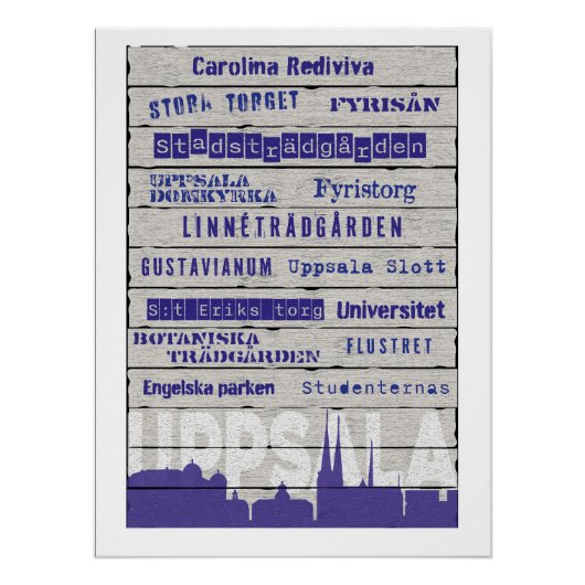 Places in Uppsala Glossy Poster (Vorderseite)