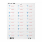 Placid Blue Heart House Custom Address Labels (Vorne)