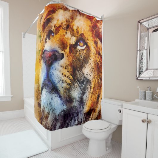 Placid Lion Face Duschvorhang (Beispiel)
