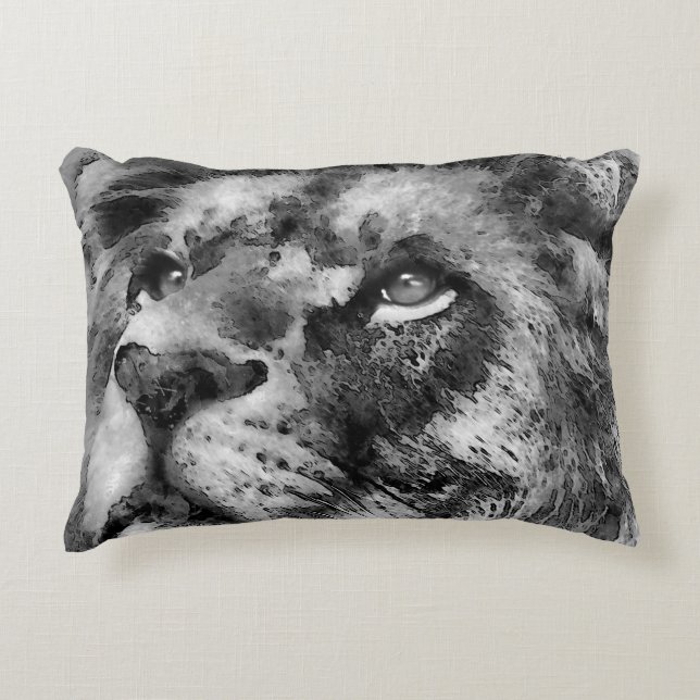 Placid Lion Face Silver Dekokissen (Vorderseite)