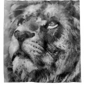 Placid Lion Face Silver Duschvorhang (Vorderseite)