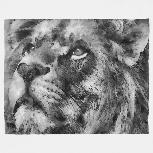 Placid Lion Face Silver Fleecedecke (Vorderseite (Horizontal))