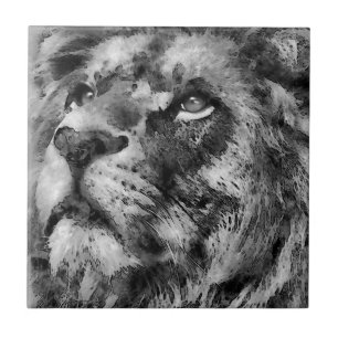 Placid Lion Face Silver Fliese
