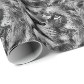 Placid Lion Face Silver Geschenkpapier (Rolleneckpunkt)