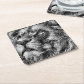 Placid Lion Face Silver Rechteckiger Pappuntersetzer (angewinkelt)