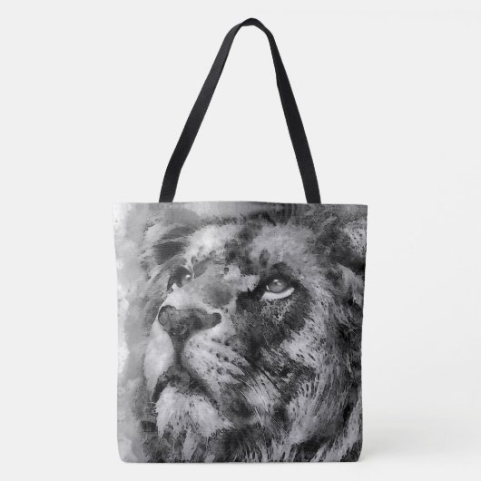 Placid Lion Face Silver Tasche (Vorderseite)