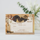 Pläd Country Western Wedding RSVP Card Karte (Stehend Vorderseite)