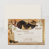 Pläd Country Western Wedding RSVP Card Karte (Vorne/Hinten)