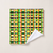 Pläd in Green, Orange & Yellow Modern Pattern Badhandtuch Set (Waschlappen)