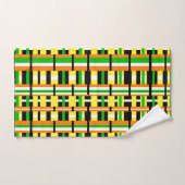 Pläd in Green, Orange & Yellow Modern Pattern Badhandtuch Set (Handtuch)