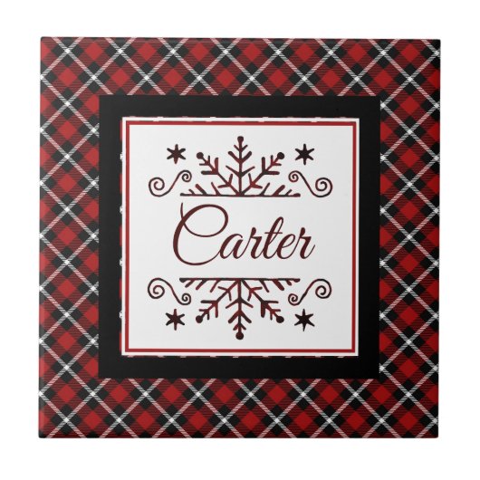 Pläd Personalized snowflake Fliese (Vorderseite)