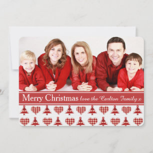 Pläd Red Christmas Trees Pattern Custom Foto Feiertagskarte