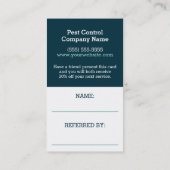 Plage-Kontrolle hält Kunden instand Empfehlungskarte (Rückseite)