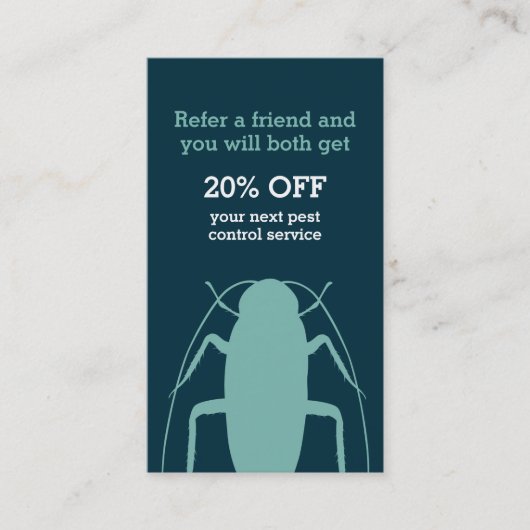 Plage-Kontrolle hält Kunden instand Empfehlungskarte (Vorderseite)