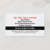 Plage-Schädlinge-Kontrolle personifizieren Visitenkarte (Rückseite)